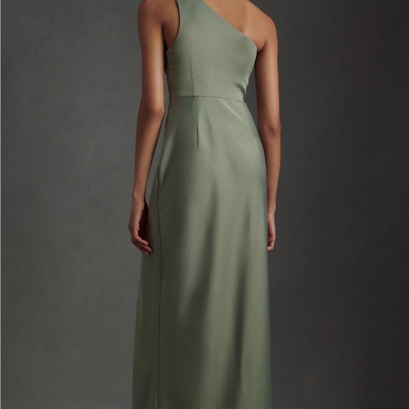 BHLDN Dylan One-Shoulder Satin Side Slit Gown - Picture 3 of 8